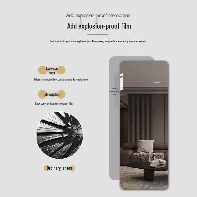 Self-Adhesive Round Corner Full-Length Wall Mirror