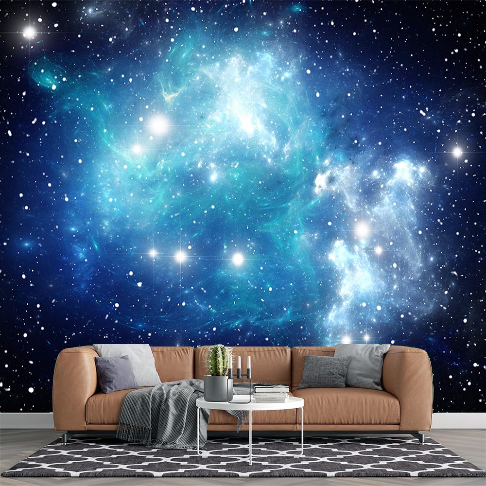 

Universe Wallpaper Blue Starry Sky Wall Mutals Stars Space Galaxy Wallpaper 200 cm(W) x 140 cm(H)