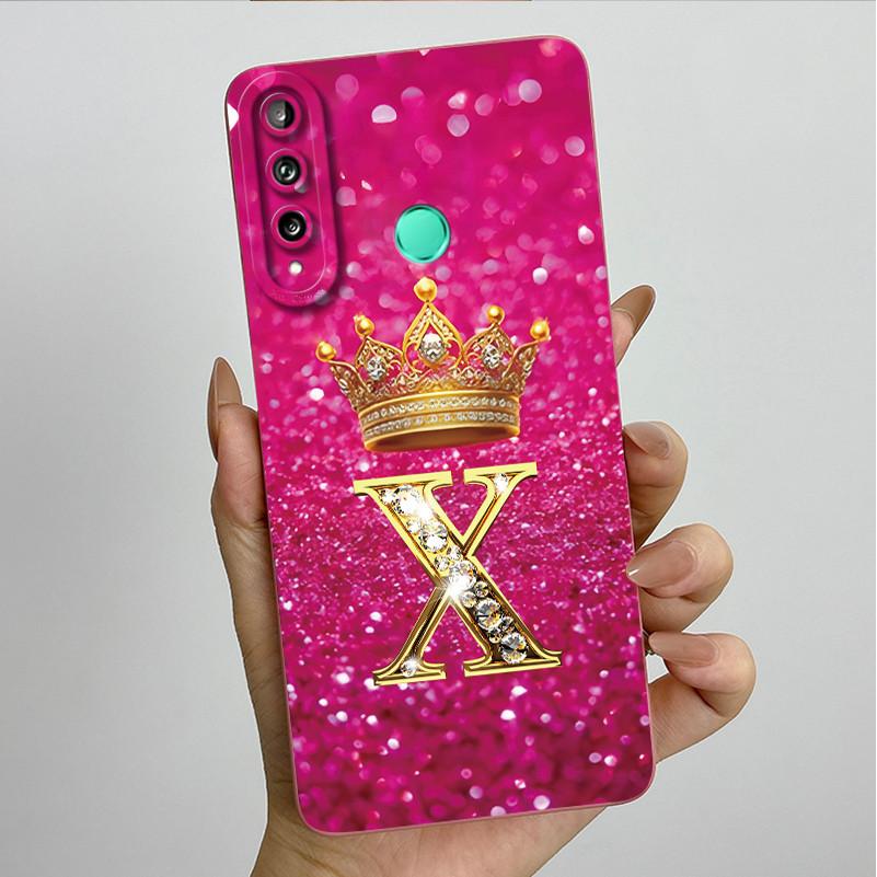 For Huawei Y7p P40 Lite E ART-L28 ART-L29 Fashion Initial Letter Couple Phone Case Y7P 2020 Soft Silicone TPU Protective Casing