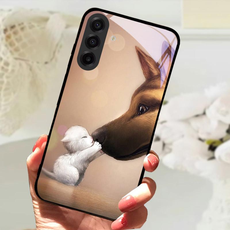 For Samsung Galaxy S25FE Case Fashion Lion Flower Tempered Glass Shockproof Bumper Cover For Galaxy S25 S 25 FE Camera Protector