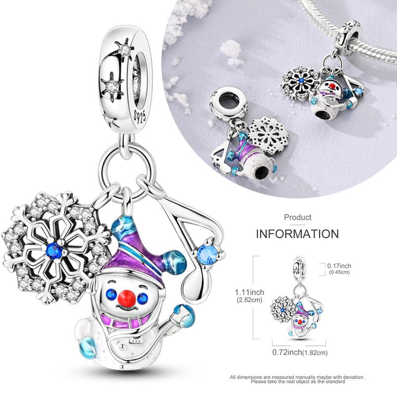 Copper Charms Winter Series Beads Snowman Penguin Pendant Fit Women Original Bracelet Christmas Diy Jewelry Dangle