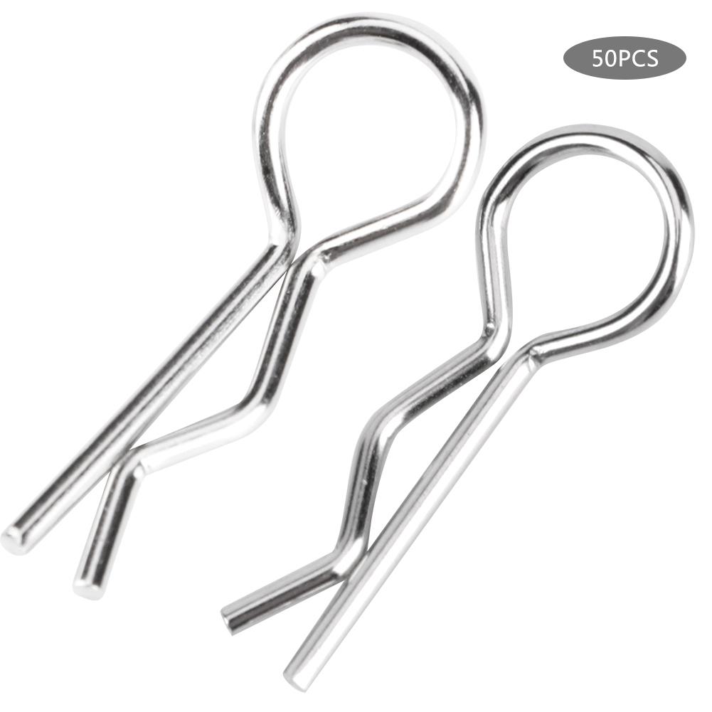 50pcs R Clips R Shape Pins RC Parts Accessory Fit for 1 10 HSP RC Car Vehicle ModelSilver