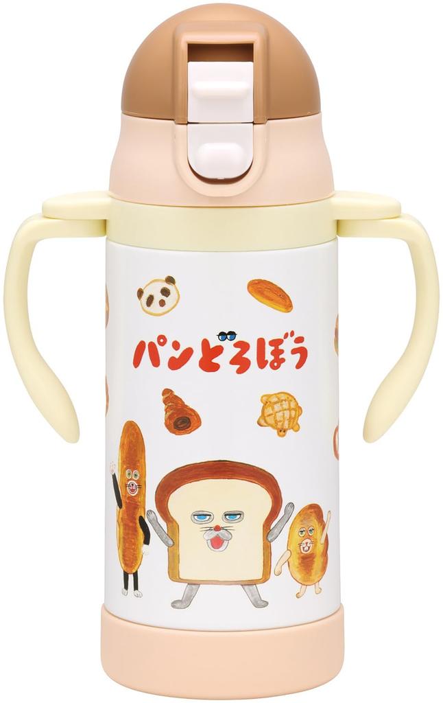 Skater Stainless Steel Water Bottle with Baby 2-Way Straw, 350ml, Mug, "Bread Thief" (STWM3N-A)