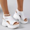 Women's Casual Solid Color Wedge Sandals - Comfortable Mesh Breathable Knitted Upper, Platform Wedge with Open-toe Design, Sport-casual Sandals