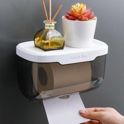 Punch-Free Bathroom Wall-Mounted Tissue Box and Storage Rack