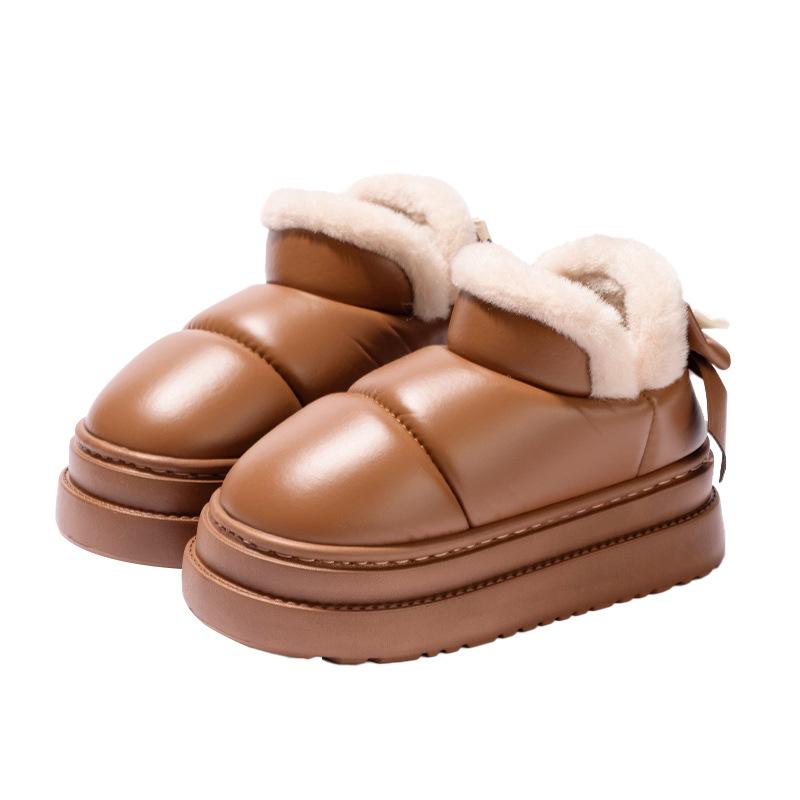 Schleife Baumwollpantoffeln Herbst- und Winterschuhe Indoor Haushalt Dicksohlig Rutschfest Samt Thermotasche und Baumwollschuhe