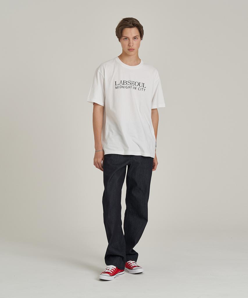 LAB101 Seoul Light Logo Cotton Short Sleeve T-Shirt - White
