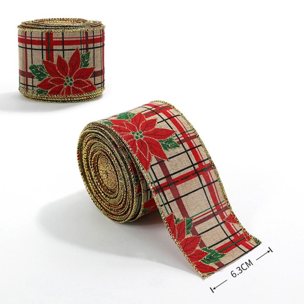 New Christmas Red Ribbon Wrapping DIY 2m Fabric Swirl Ribbon Christmas Tree Ribbon Lmitation Linen Burlap Ribbon