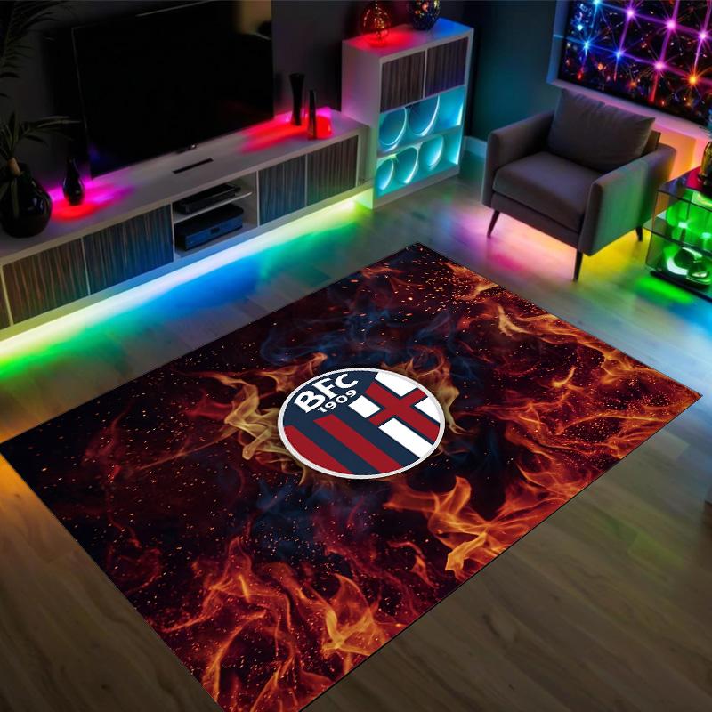 Bologna FC Design Crystal Velvet Carpet Cozy Non?Slip Printed Rug For Bedroom Living Room Entrance
