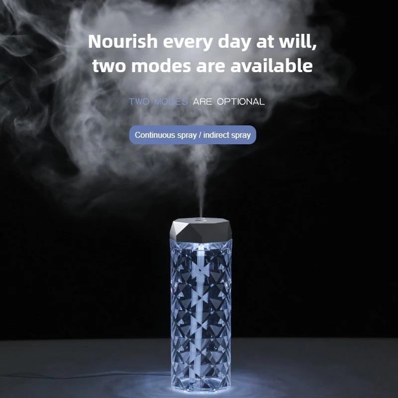 Kreativer Kristall Luftbefeuchter USB Schlafzimmer Schreibtisch Buntes Stimmungslicht Luftbefeuchter Ultraschall Leise Nebelerzeuger Diffusor