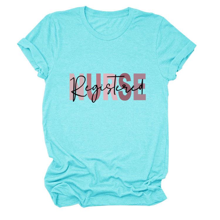 Summer Round Neck Letter Print Top Fashionable Casual Short Sleeved Women's T-shirts