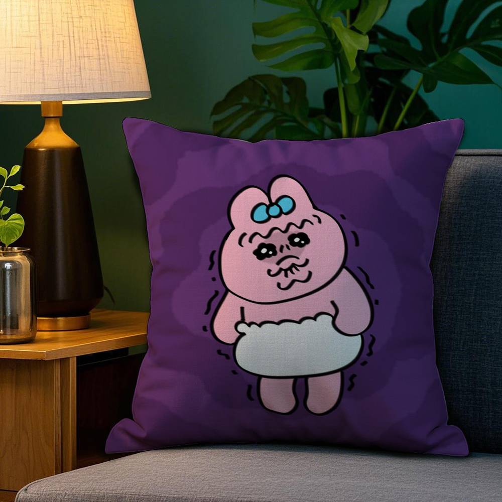 Kawaii O-Opanchu Usag Pillow Case Plush Fabric Soft Double Sided Print Sofa Cushion Cover Throw Pillow Covers