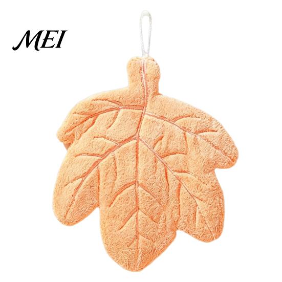 Kitchen Hanging Hand Towel Leaf Shape Towel, Soft Absorbent with Loop, Quick Dry Cute Maple Ginkgo Design for Bathroom Drying Loop