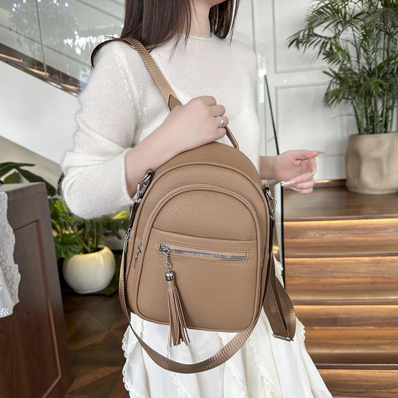 Women's Tassel Backpack Multi-Function Shoulder Bag Large Capacity Waterproof Backpack