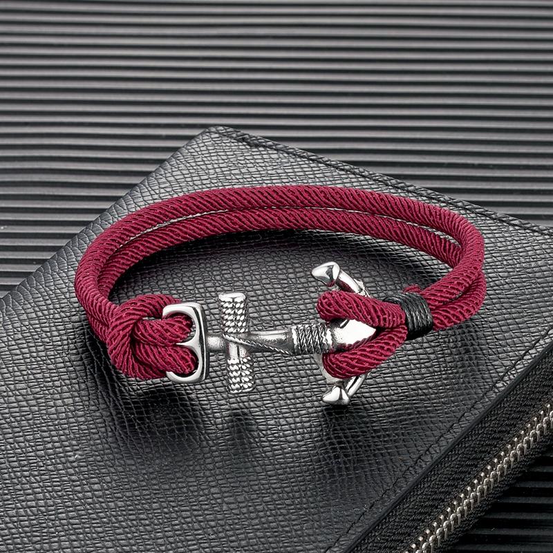 Waterproof Anchor Bracelets Men Double Strand Nautical Survival Rope Bracelet for Women Stainless Steel Navy Sport Buckle