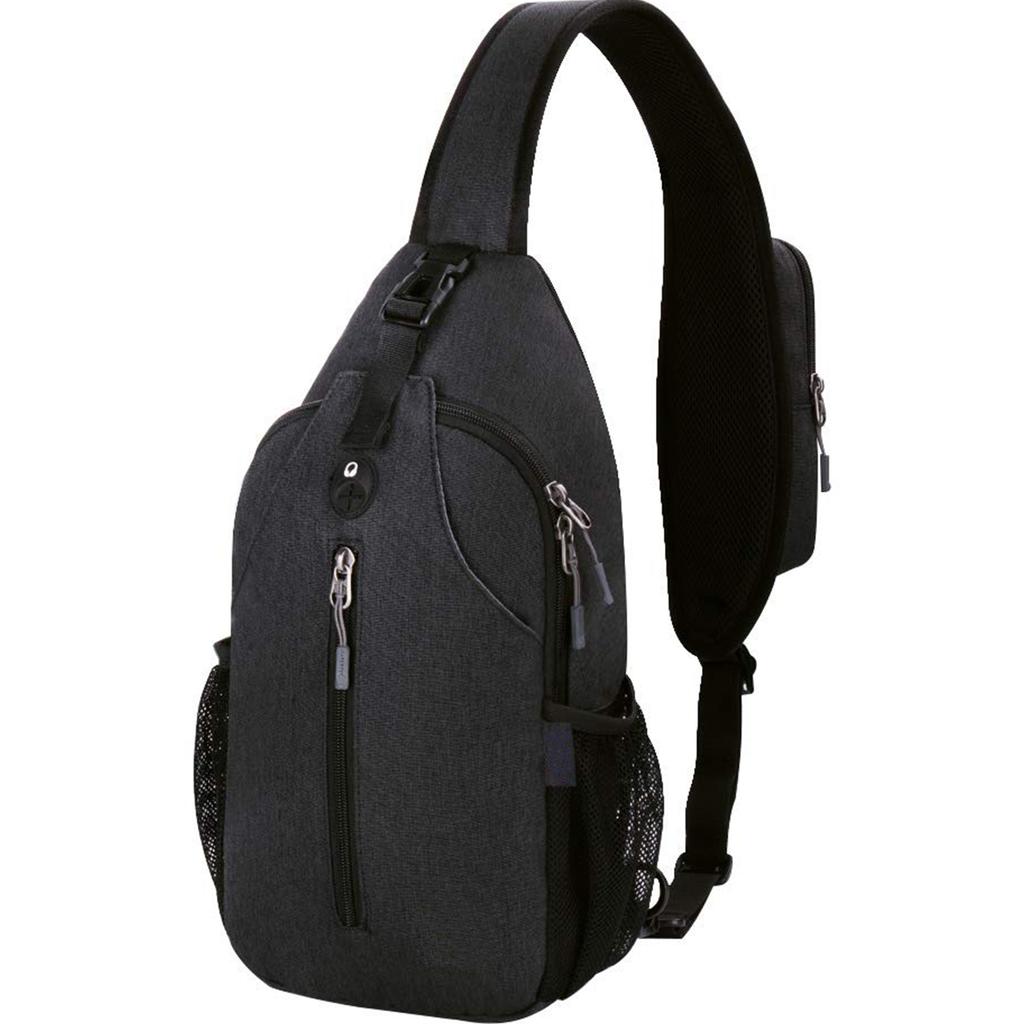 Leichte Umhängetasche – Wasserdichter Brustrucksack für Reisen und Wandern mit verstellbarem, wendbarem Schultergurt und verstecktem Kopfhörerloch