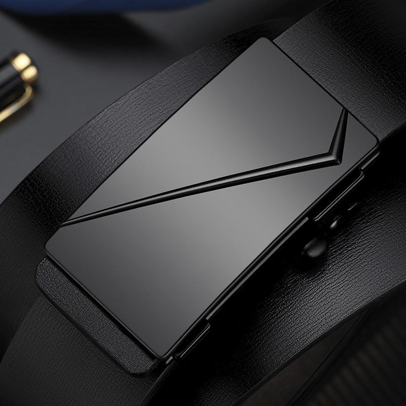 Herren Ledergürtel Echtes Leder Innenmaterial Zahnloser Automatikverschluss Ledergürtel für Herren Junge Männer Modisch und Vielseitig Business Hosen