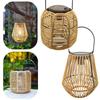 Waterproof Rattan Solar Lantern Bamboo Frame Solar Powered Bamboo Chandelier Lamp Standing/Hanging Weaving Lantern