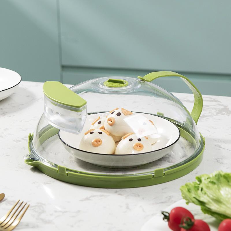 Microwave Splatter Cover with Water Steamer Handle Plastic Dish Bowl Plate Serving Lid