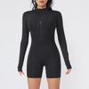 Summer Autumn Scrunch Gym Jumpsuit Women's Fitness Long Sleeve Shorts Suit Sports Overalls Woman Tracksuit Yoga Clothing Zipper Workout Sportswear