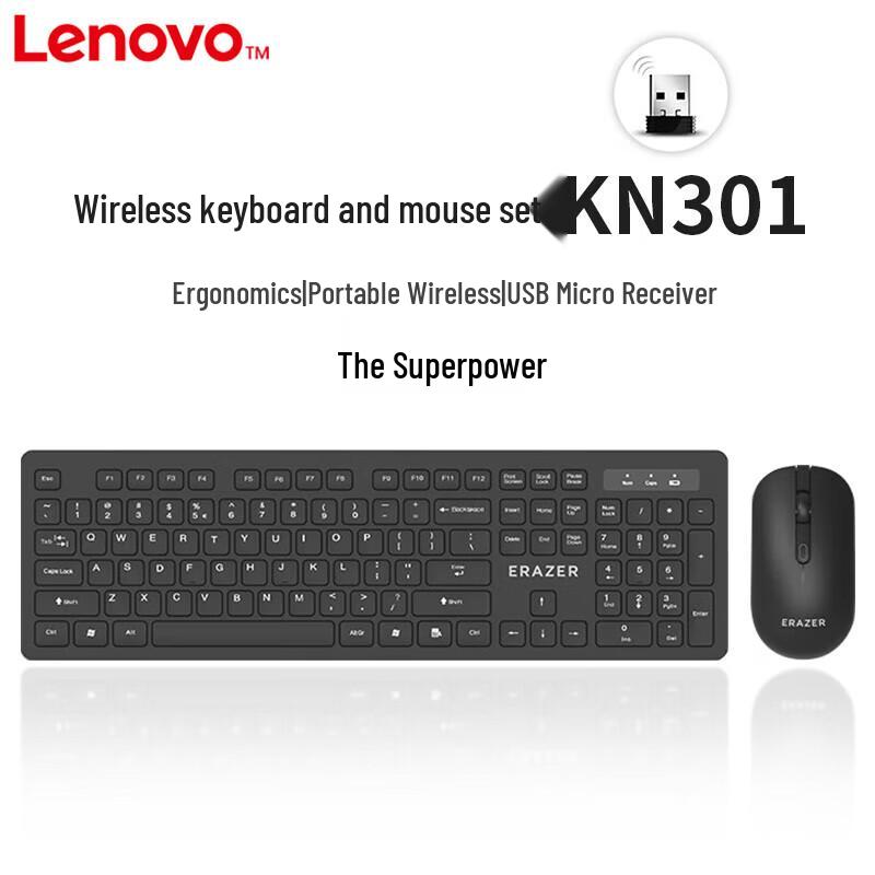 Lenovo KN301 Wireless Keyboard and Mouse Combo