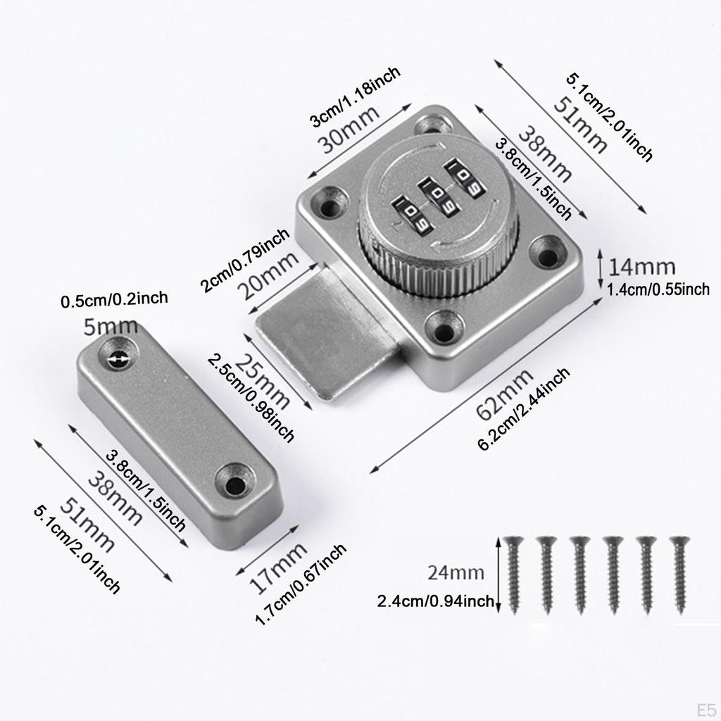 Knob Twist Hasp Lock Keyless Security for Cabinets And Doors with Combination