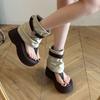 Fashion Women's Fashion Platform Trousers Cool Boots Women's Herringbone Toe Roman Sandals Small Stacks Out Short Boots Sandalias Mujer