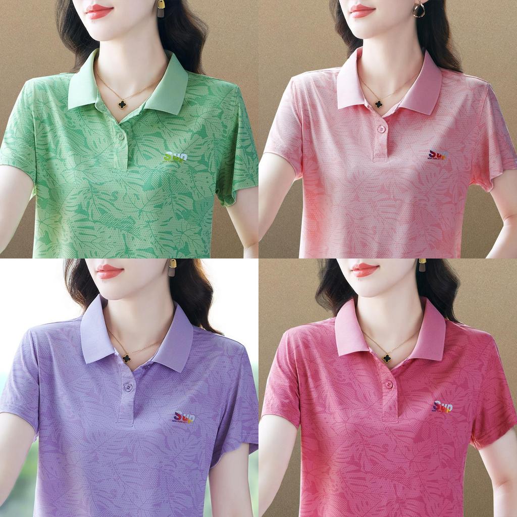 Casual Polo T Shirt With Letter Print For Women Summer Comfort Fit