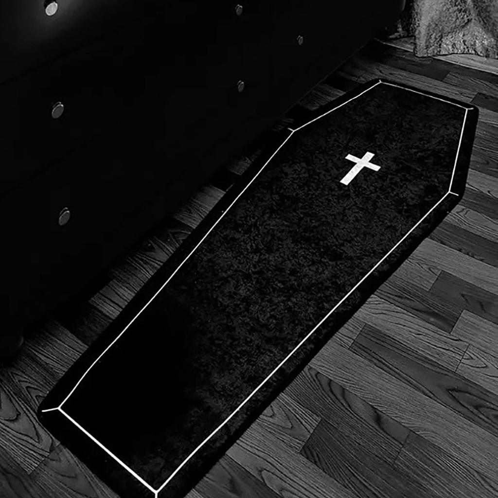 Coffin Bath Mat Halloween Rug, Gothic Home Décor Living Room Bathroom Bedroom Kitchen Coffin Halloween Doormat Horror Gift