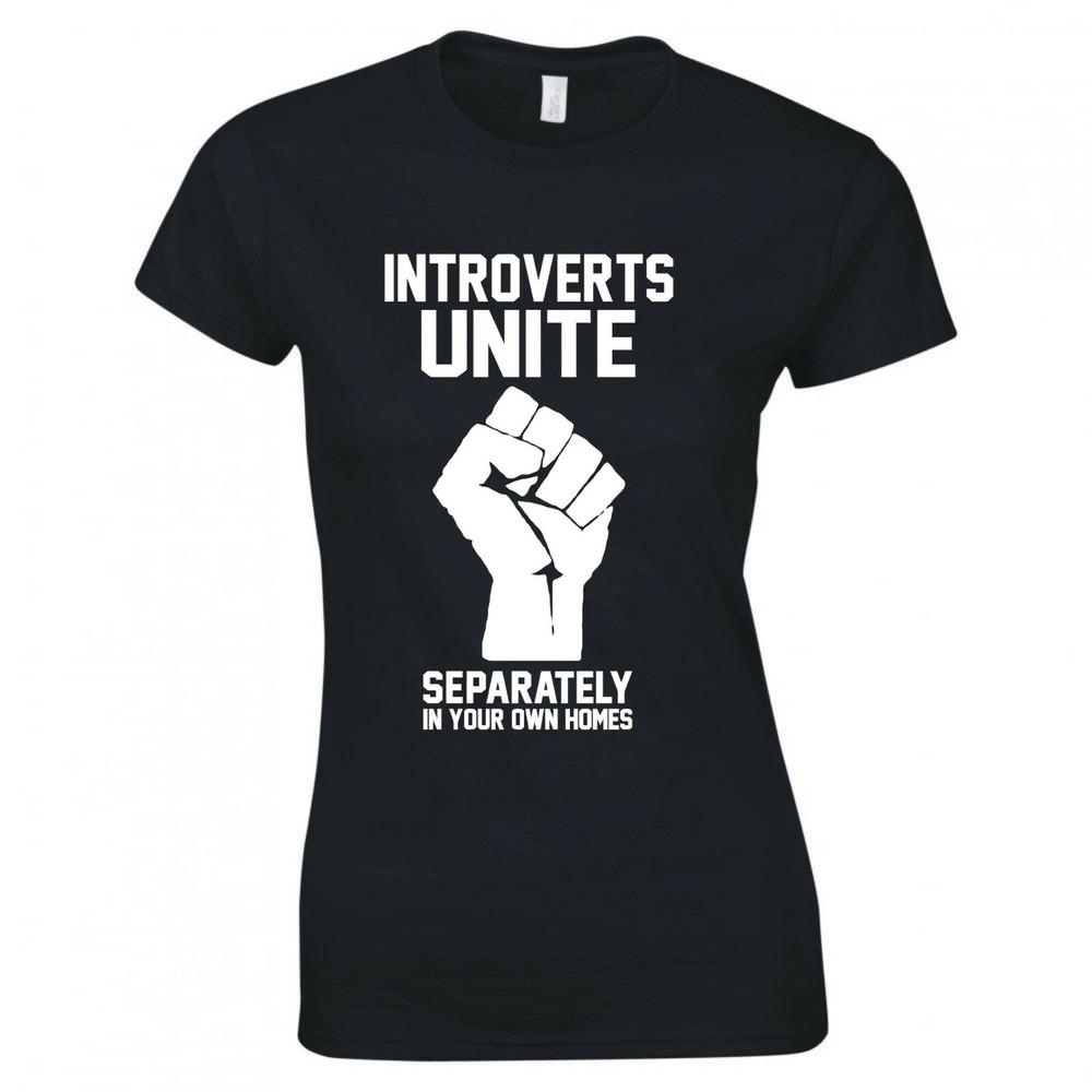 Divertente T-shirt aderente "Gli Introversi si Uniscano"