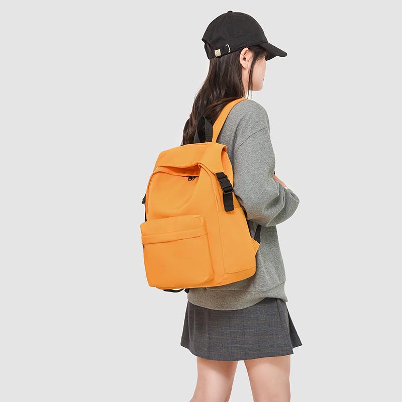 Daily Large Capacity Travel School Backpacks Ladies Pure Color Shoulder Knapsacks Nylon Zipper Shopping Rucksacks