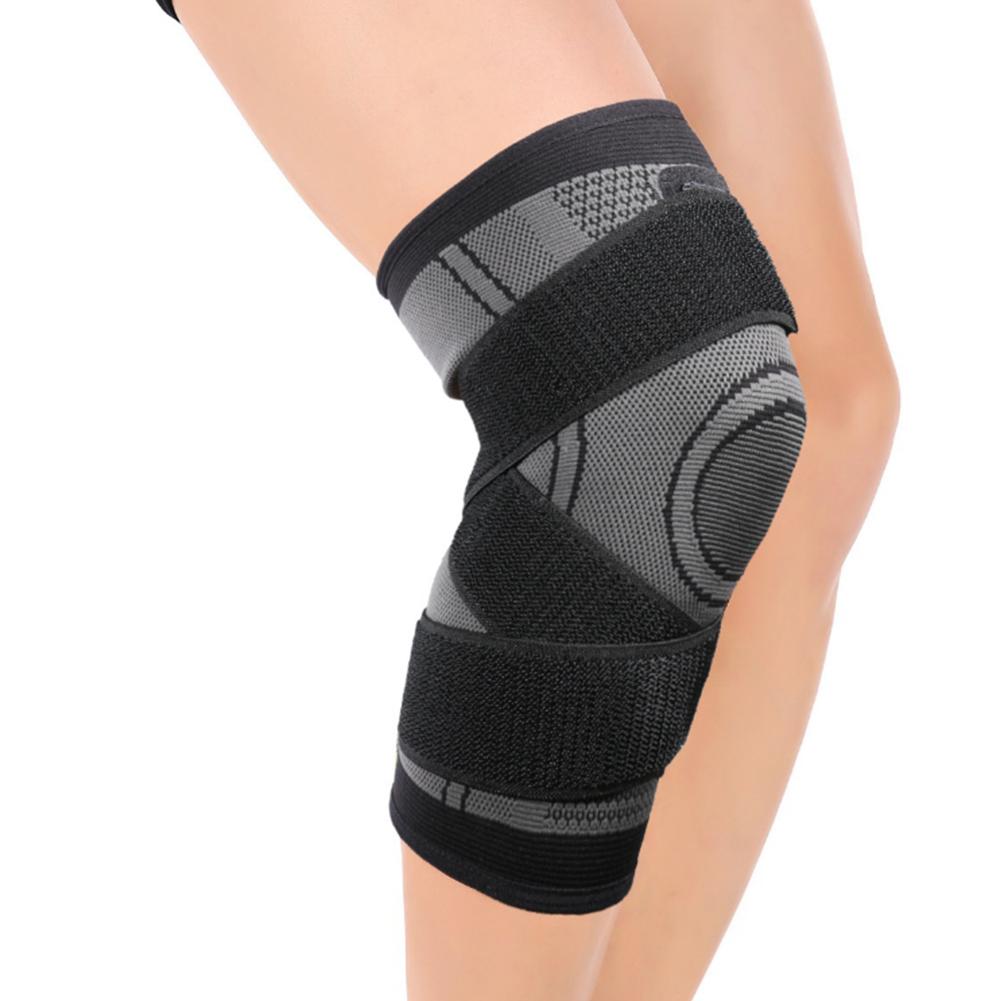 Outdoor Sport Compression Kneepad Fixed Belt Kneecap Fitness Training  Protective Gear GrayM