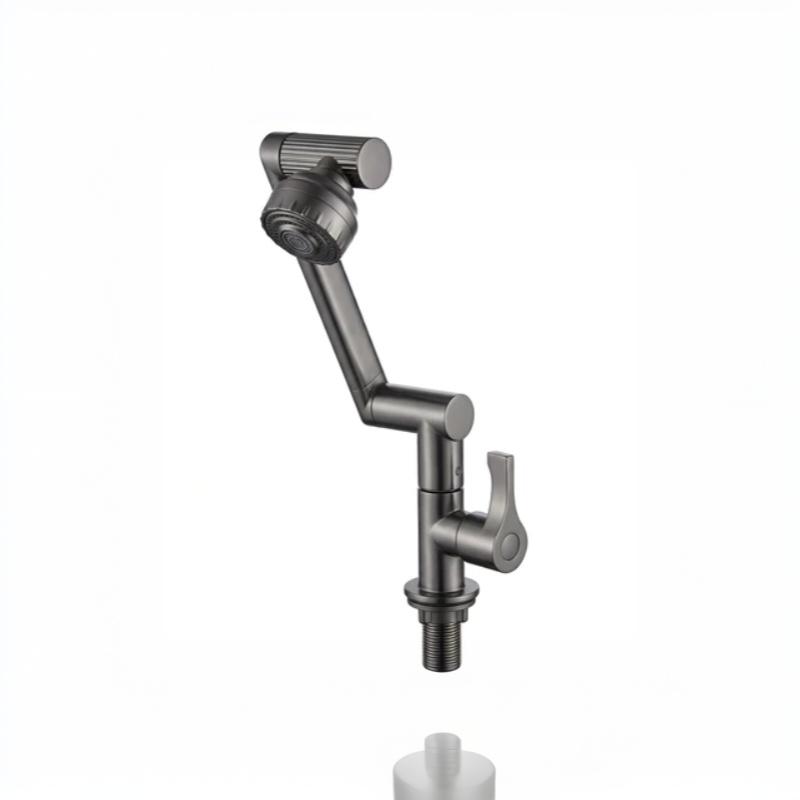 Black 1080° Swivel Robotic Arm Kitchen Faucet Dual Flow Modes Anti-Splash Brass Core for Home Kitchen Sink