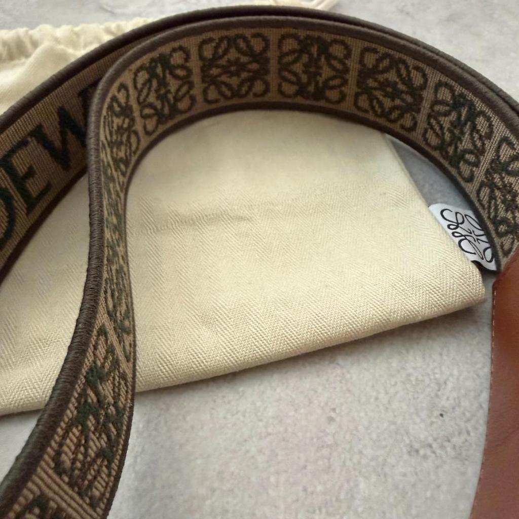 Used Excellent Condition LOEWE Shoulder Strap, Jacquard Anagram, Leather, Logo