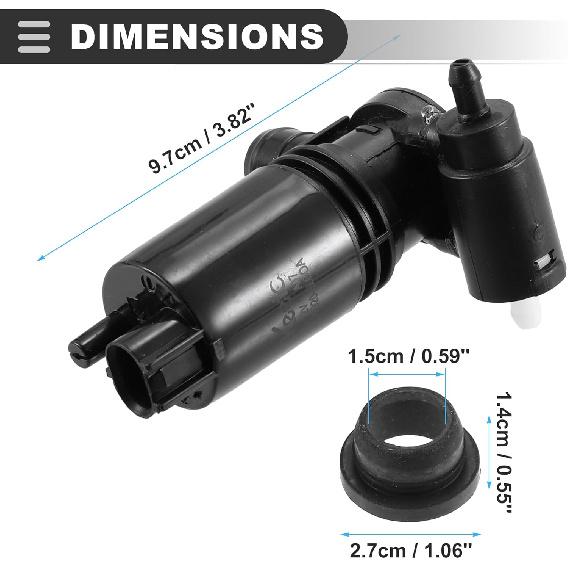 Motoforti Windshield Washer Motor Pump, for Nissan Rogue Sport 2017-2021, Plastic, with Grommet, Black