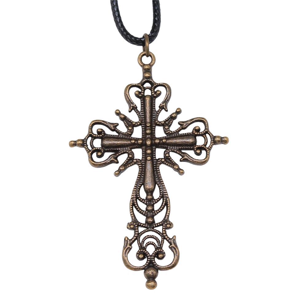 Ankh Cross Pendant Necklace Ancient Egyptian Symbol Gothic Jewelry With 45cm Leather Chain