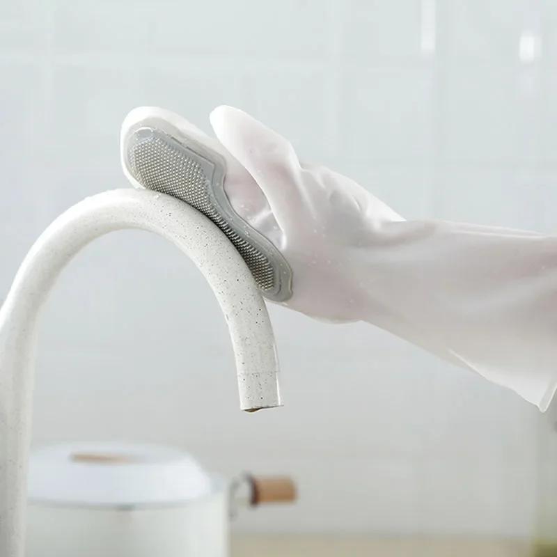 Multi-Purpose Silicone Cleaning Gloves with Scrubber – Dishwashing, Kitchen & Bathroom Use, Non-Slip, Waterproof, Easy Clean