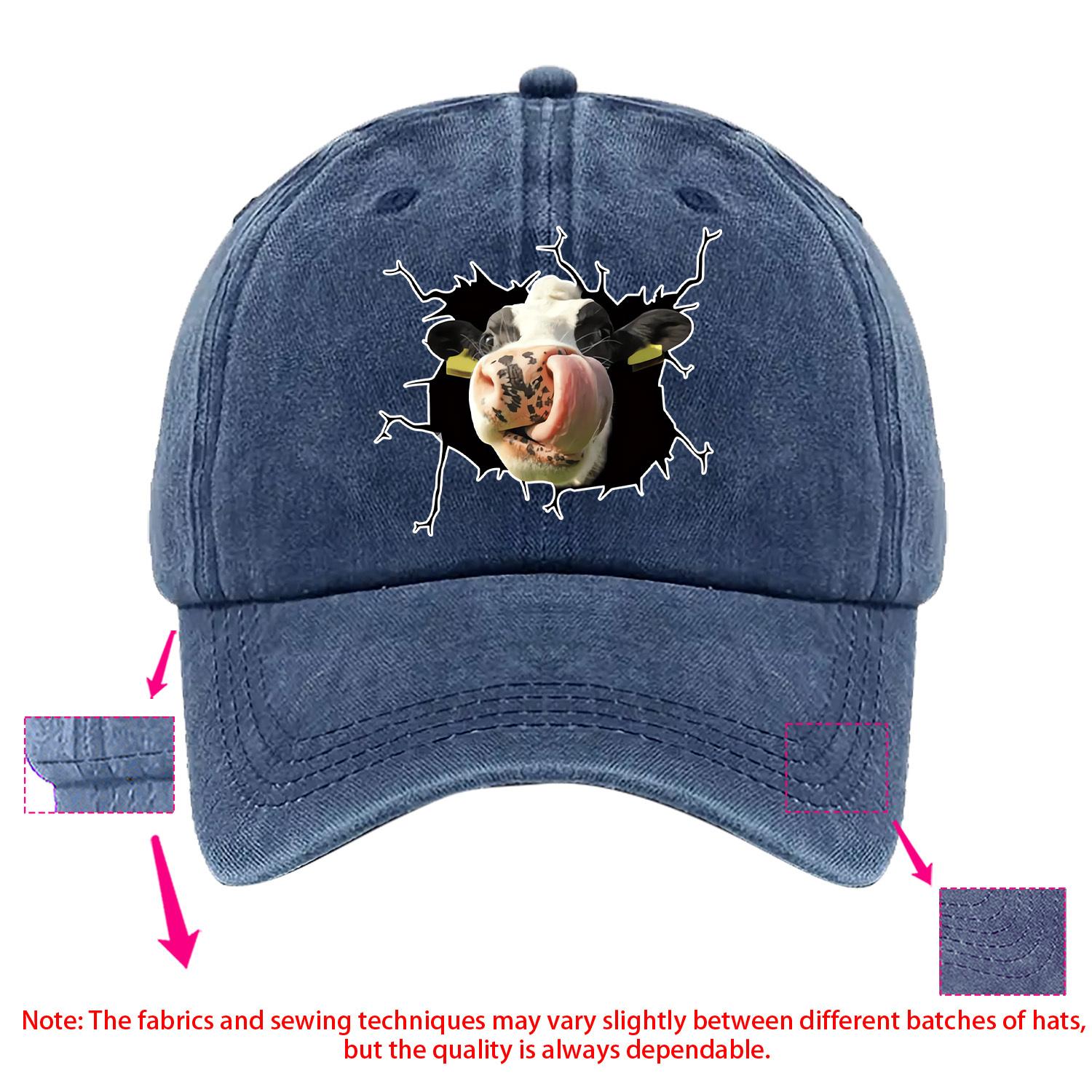 

Смешная Лижущая Корова Прорывает Джинсовую Бейсболку Унисекс Повседневная Стирка Регулируемая Фермерская Шляпа One Size