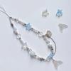 Cute Fish Tail Phone Chain Charm Straps Acrylic Beaded Shell Pendant Handmade Phone Lanyard Keychain Wristband for Bag