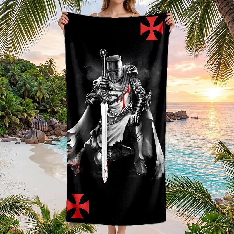 Cross Templars Knight Fashion Beach Towel: Ideal for Summer Adventures Soft, Absorbent and Quick Drying Suitable for Swimming and Bathing