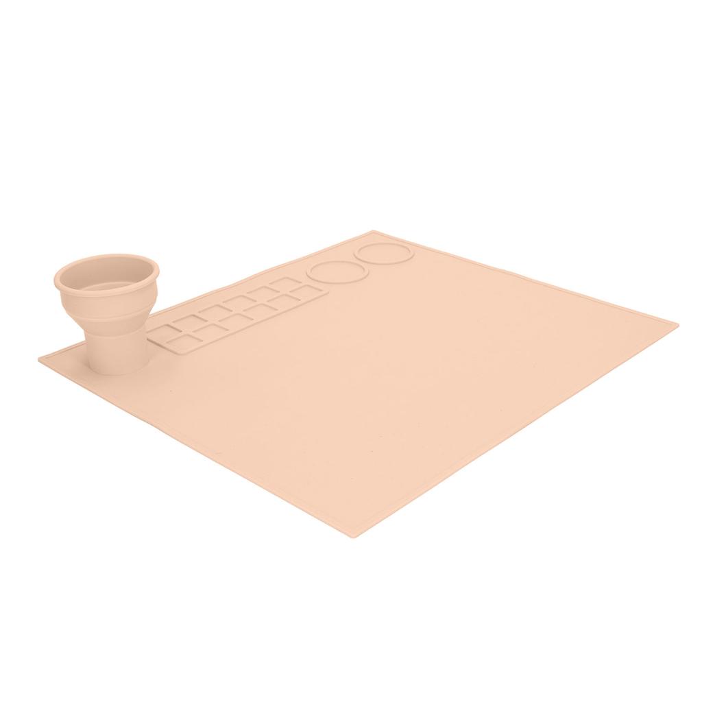 Silikon Malmatte Rutschfest Dick Groß Kinder Bastelkunstmatte mit Becher zum Kritzeln DIY Orange