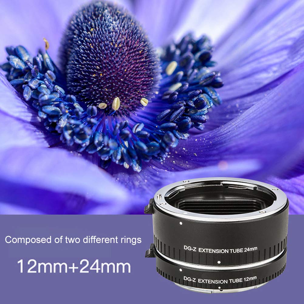 Ring 12mm 24mm AF Autofocus Extension Metal Macro Adapter Ring for Nikon Cameras DG-Z Close-Up Set, + Tube, Black, Z-Mount