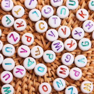 100Pcs 7mm Fashion A-Z Letter Beads For Jewelry Making DIY Bracelet Material Handmade Accessories