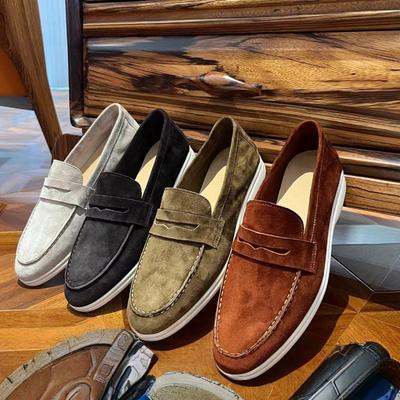 Fashion Mix Order Women Loafers Business Shoes Suede Leather Soft Sole Male Casual Retro Flat Dress Shoes Moccasins Designer Slip On