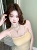 #Summer new Spice Girl style sequined splicing sling vest slim and thin women's fixed chest pad top