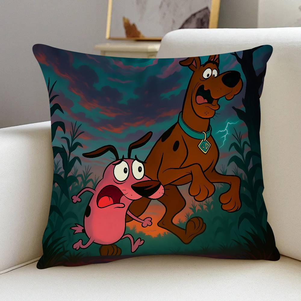 Cute Courage The C-Cowardly Dog Cushion Cover Car Throw Pillow Case For Sofa Car Christmas Gift 40x40cm 45x45cm