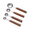 4 Pezzi Cucchiaio Dosatore Caffè con Manico in Legno Oro Argento Strumento per Cottura Gelato Zucchero Sale Spezie