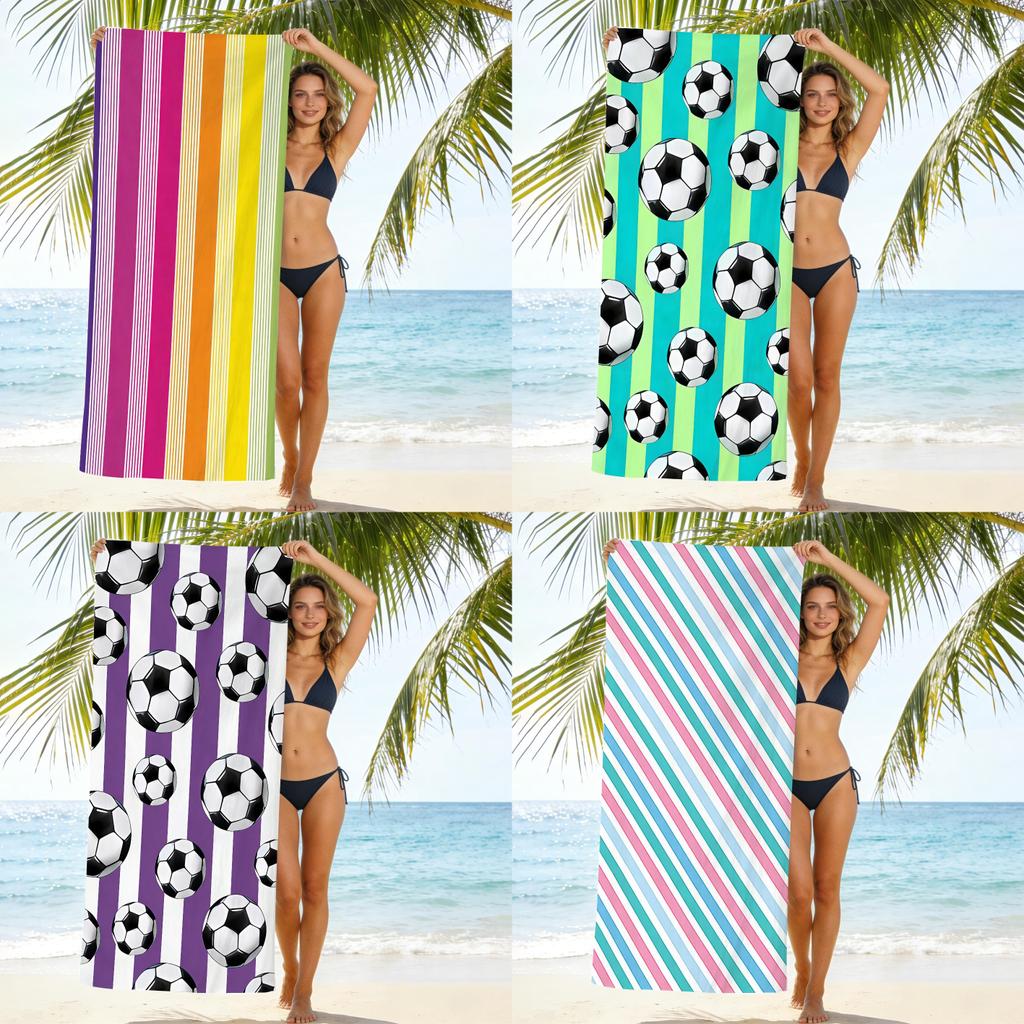 Polyester Stripe Pattern Beach Towel With Quickdry Technology For Vacation And Pool Use
