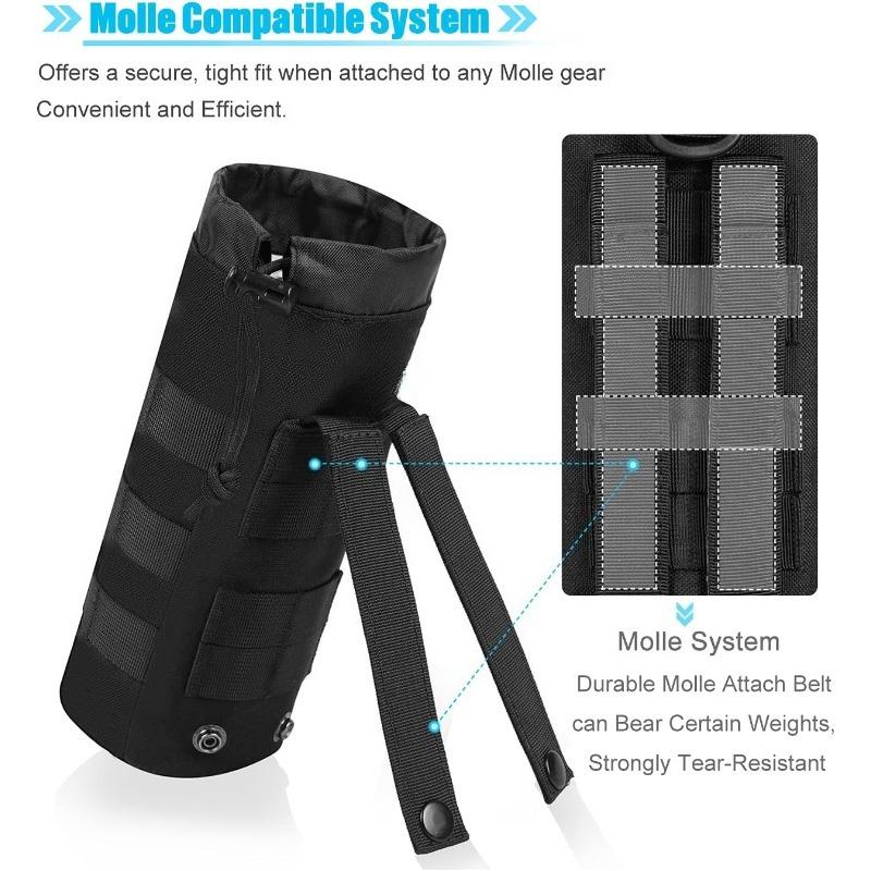 Borsa porta borraccia sportiva migliorata compatibile con sistema Molle, porta cordoncino tattico, portaborraccia in rete da viaggio