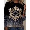 Camiseta de manga larga con cuello redondo y estampado 3D de copos de nieve con temática navideña, ropa de moda para mujer, ropa informal Y2K, ropa Harajuku para mujer